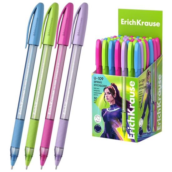 Ultra glide tušinukas U-109 SPRING STICK&GRIP, ErichKrause, 0.7mm, mėlynos sp.