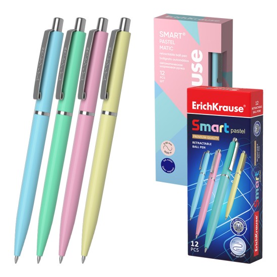 Automatinis tušinukas SMART PASTEL, ErichKrause, 0.7mm, mėlynos sp.