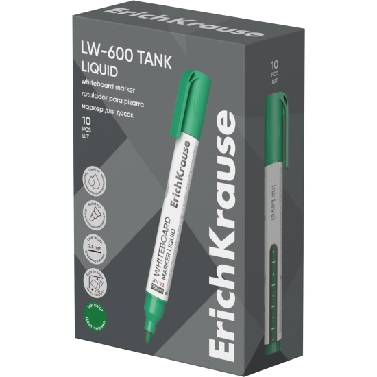 Žymeklis baltai lentai LIQUID TANK LW-600, ErichKrause, 2.5 mm, žalios sp.