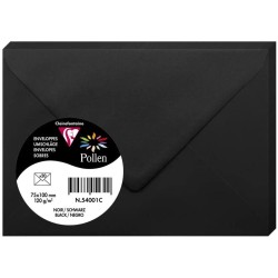Dekoratyvinis vokas POLLEN, Clairefontaine, 75x100mm, 120gsm, juodos sp.