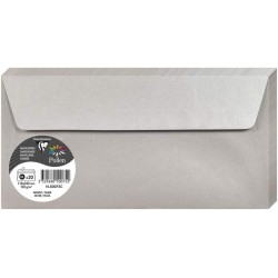 Dekoratyvinis vokas POLLEN, Clairefontaine, DL (110x220mm), 120gsm, blizgus, sidabro sp.