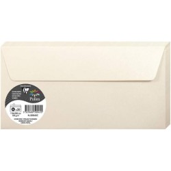 Dekoratyvinis vokas POLLEN, Clairefontaine, DL (110x220mm), 120gsm, blizgus, kreminės sp.