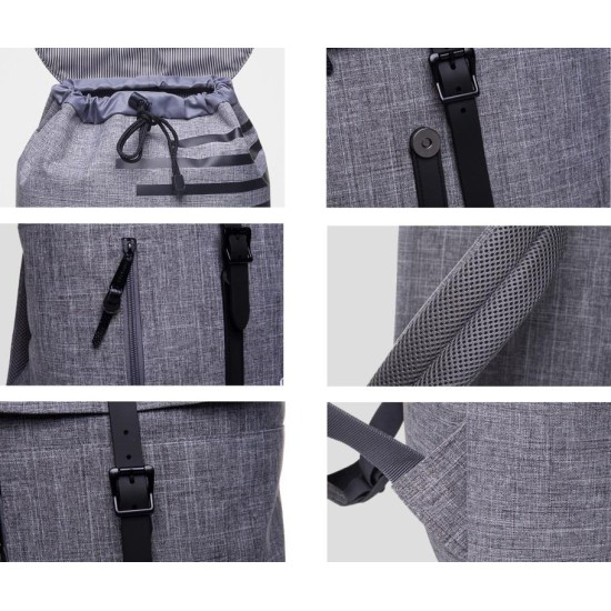 Laisvalaikio kuprinė BODACHEL, 380x140x260mm, 12L, 800g, pilkos/juodos sp.