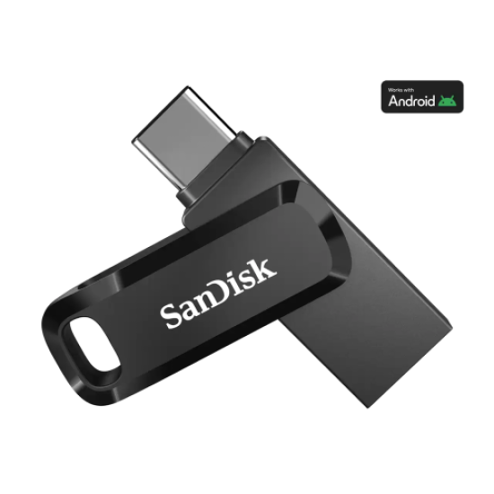 SanDisk Ultra Dual Drive Go USB atmintinė 64GB, USB-C/USB-A 3.2 Gen 1, Juoda