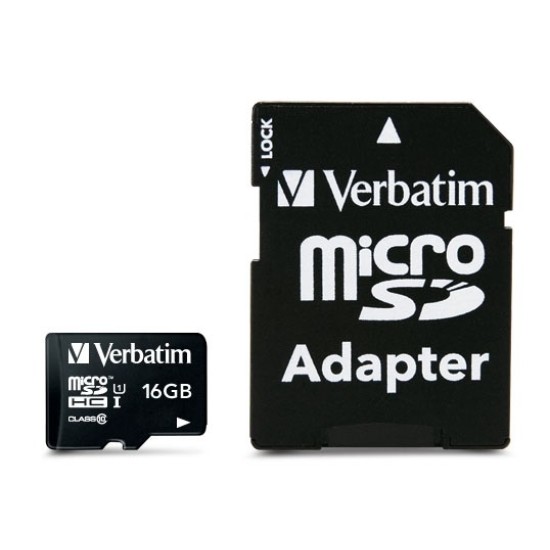 Verbatim 44082 Premium U1 Micro SDHC Atminties kortelė 16GB + microSD į SD Adapteris