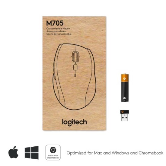 Logitech Marathon M705 Belaidė pelė, RF Wireless, 1000 DPI, Charcoal