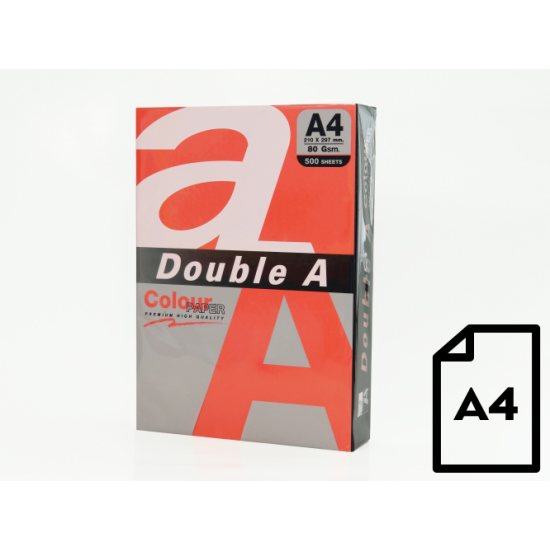 Spalvotas popierius Double A, 80g, A4, 500 lapų, Red