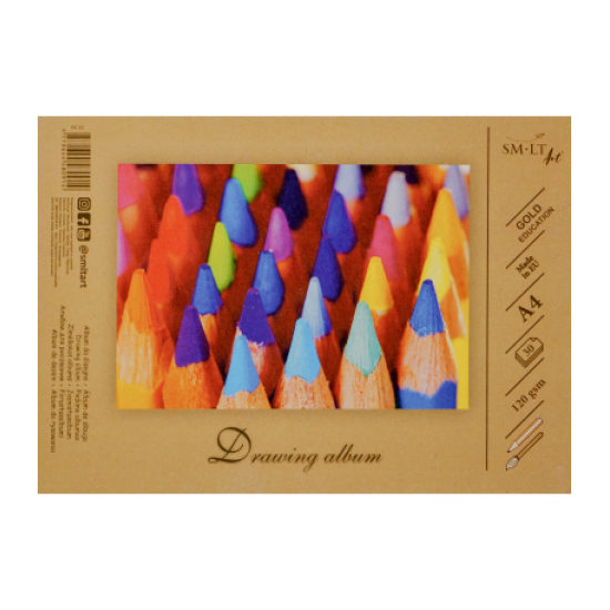 Piešimo sąsiuvinis SMLT, A4, 120 g, klijuotas, (30)  0708-209
