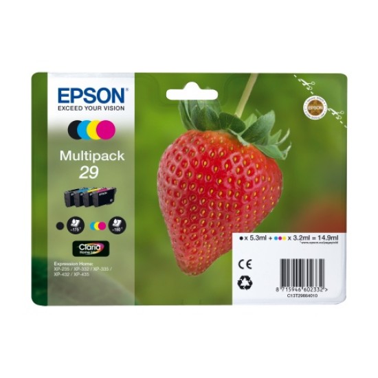 Epson 4 kasečių rinkinys No.29 (C13T29864012), juoda, žydra, purpurinė, geltona kasetė