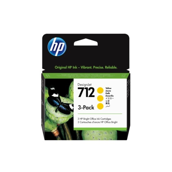HP 712 3-pack (3ED79A) Rašalinė kasetė, Geltona