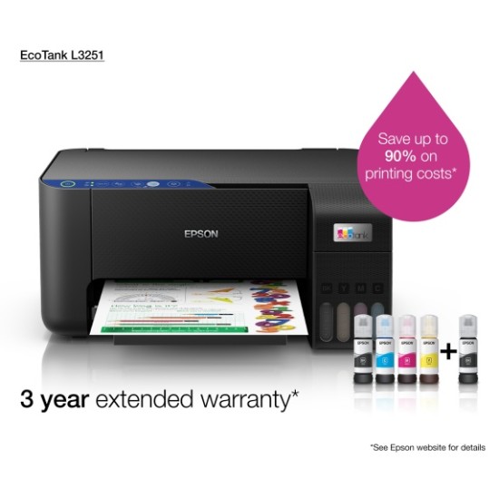 Epson EcoTank L3251 Spausdintuvas rašalinis spalvotas MFP A4 33 ppm Wi-Fi USB