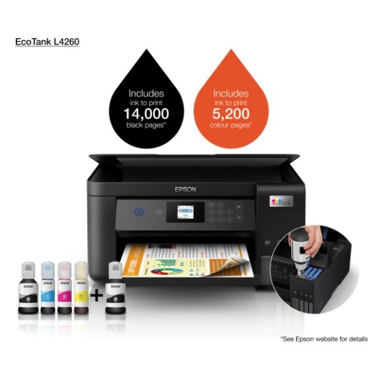 Epson EcoTank L4260 Spausdintuvas rašalinis spalvotas MFP A4 33 ppm USB Wi-Fi Ethernet LAN