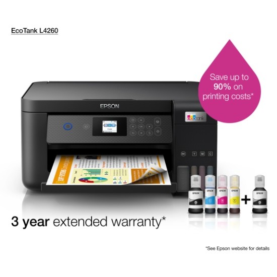 Epson EcoTank L4260 Spausdintuvas rašalinis spalvotas MFP A4 33 ppm USB Wi-Fi Ethernet LAN