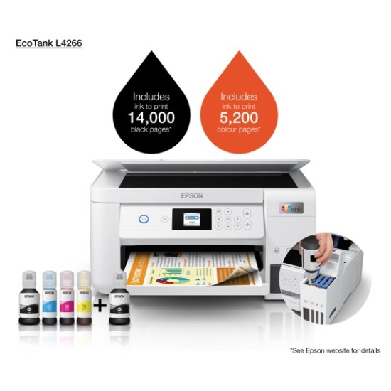 Epson EcoTank L4266 Spausdintuvas rašalinis spalvotas MFP A4 33 ppm USB Wi-Fi Ethernet LAN