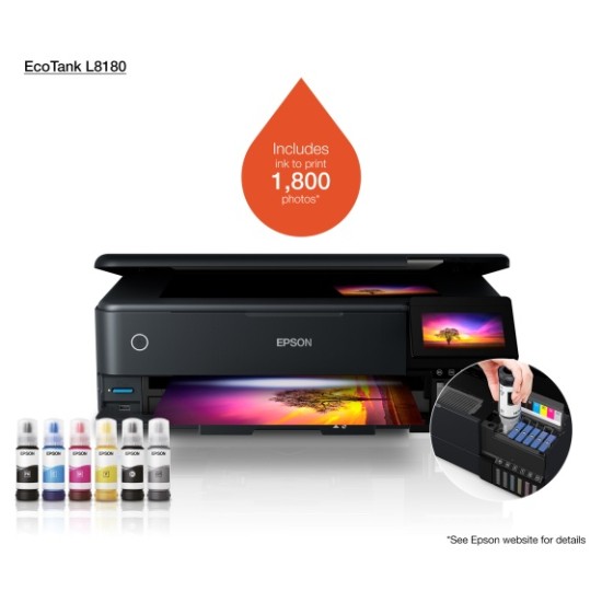 Epson EcoTank L8180 Nuotraukų spausdintuvas rašalinis spalvotas MFP A3+ 32ppm USB Wi-Fi Ethernet LAN