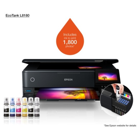 Epson EcoTank L8180 Nuotraukų spausdintuvas rašalinis spalvotas MFP A3+ 32ppm USB Wi-Fi Ethernet LAN