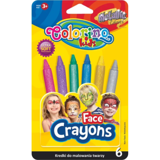 Kreidelės veidui dažyti Colorino Kids 6 blizgių spalvų