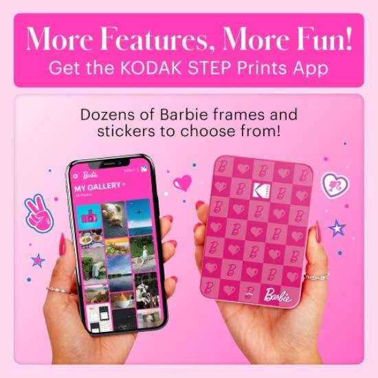 Barbie x Kodak STEP Slim Momentinis mobilus nuotraukų spausdintuvas Colour ZINK 2x3'' 1ppm, BT, Pink