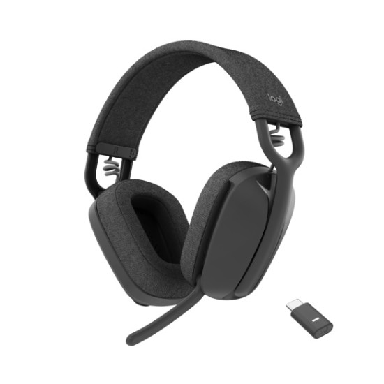 Logitech Zone Vibe Wireless MS Teams Belaidės ausinės, USB-C Bluetooth receiver, Graphite
