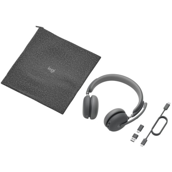 Logitech Zone Wireless 2 UC Belaidės ausinės, USB-C, USB-C Bluetooth receiver, Graphite