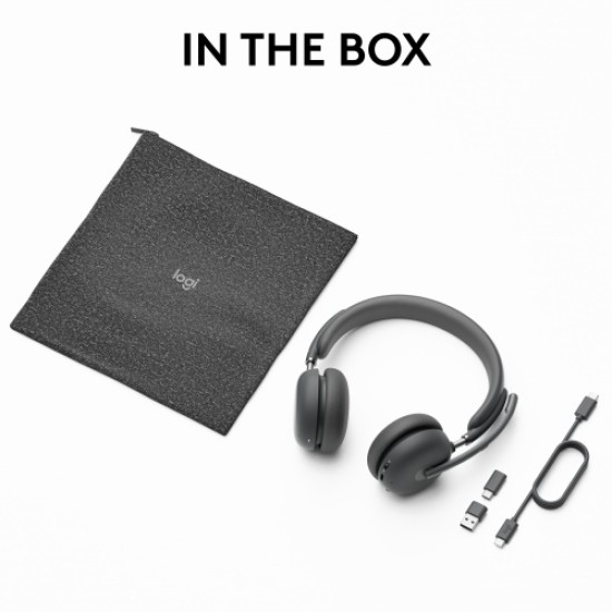 Logitech Zone Wireless 2 UC Belaidės ausinės, USB-C, USB-C Bluetooth receiver, Graphite