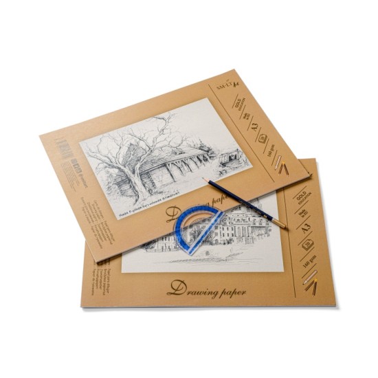 Braižybos ir piešimo popierius SMLT A3, 160 g/m2, 20 lapų, klijuotas