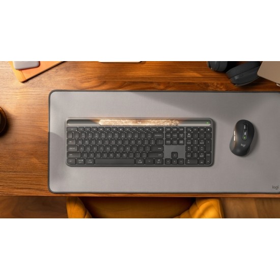 Logitech Signature Slim Solar+ K980 for Business Belaidė klaviatūra, RF+Bluetooth, US Int, Graphite