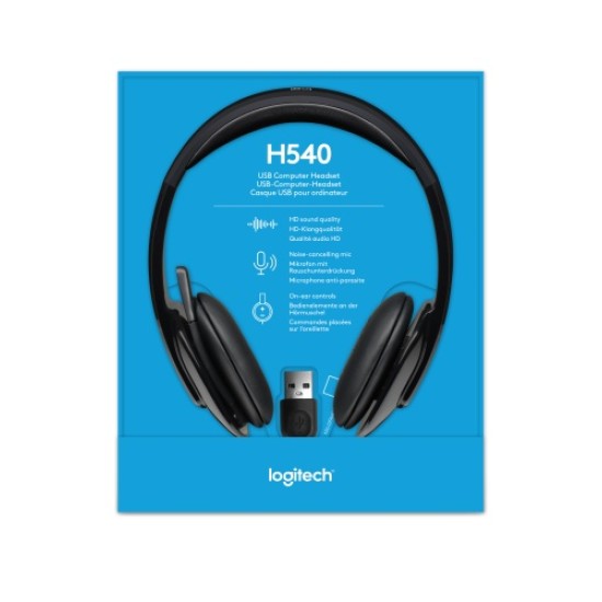Logitech H540 Laidinės ausinės, USB-A, Juoda
