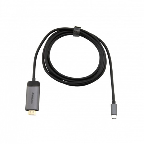 Verbatim 49144 USB-C į HDMI 4K Adapteris, USB 3.1 GEN 1, HDMI 4K (60Hz), 1.5 m kabelis, Pilka/Juoda