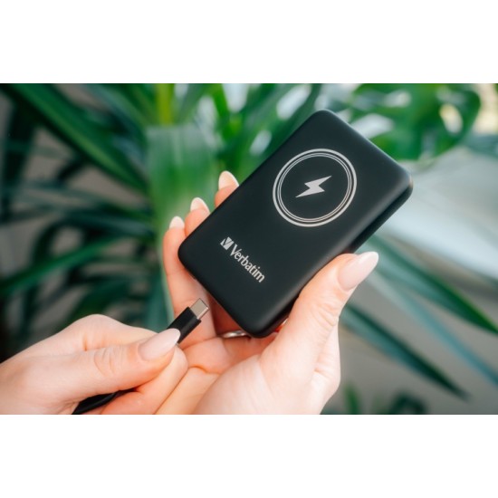 Verbatim 32240 Charge 'n' Go Magnetic Wireless Išorinė baterija (Power Bank) 5000mAh, Juoda