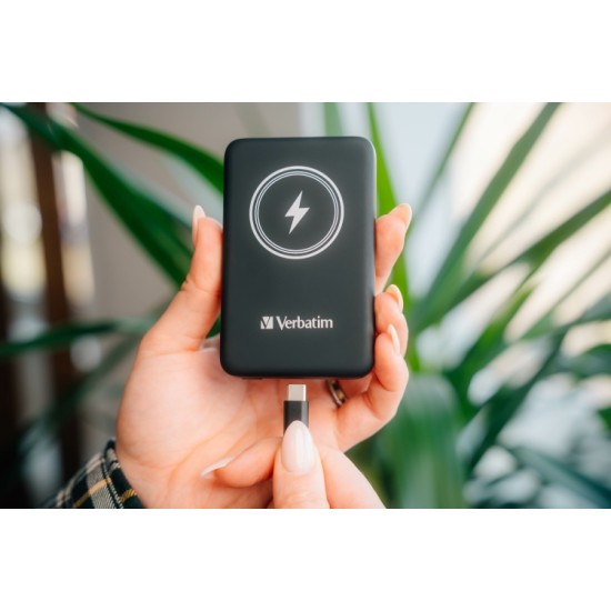 Verbatim 32240 Charge 'n' Go Magnetic Wireless Išorinė baterija (Power Bank) 5000mAh, Juoda