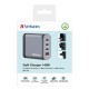 Verbatim 32203 GaN Įkroviklis 140W 4-Port, USB-A/USB-C, EU/UK/US Plug, Pilka/Juoda