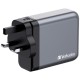 Verbatim 32203 GaN Įkroviklis 140W 4-Port, USB-A/USB-C, EU/UK/US Plug, Pilka/Juoda