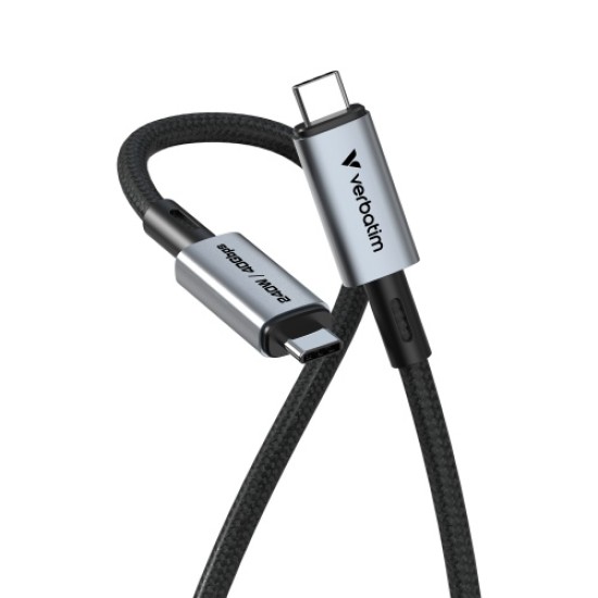 Verbatim 31847 Sync & Charge Kabelis USB-C į USB-C 240W 40Gbps 120cm, Pilka/Juoda