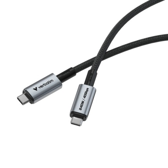 Verbatim 31847 Sync & Charge Kabelis USB-C į USB-C 240W 40Gbps 120cm, Pilka/Juoda