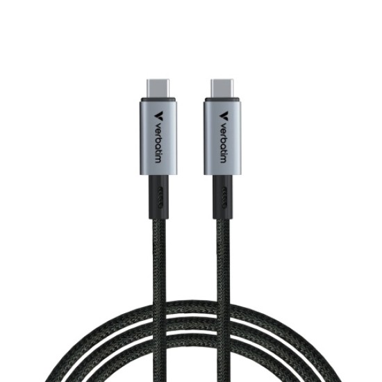 Verbatim 31847 Sync & Charge Kabelis USB-C į USB-C 240W 40Gbps 120cm, Pilka/Juoda