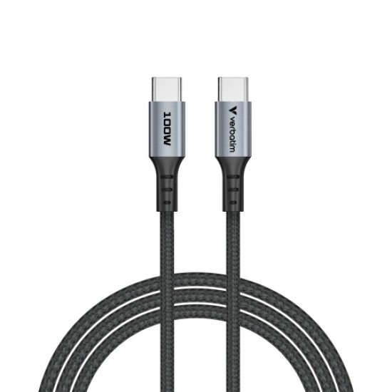 Verbatim 31846 Sync & Charge Kabelis USB-C į USB-C 100W 480Mbps 120cm, Pilka/Juoda