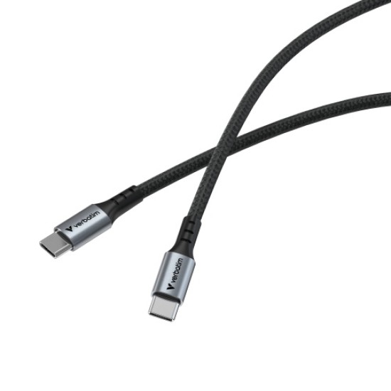 Verbatim 31845 Sync & Charge Kabelis USB-C į USB-C 60W 480Mbps 120cm, Pilka/Juoda
