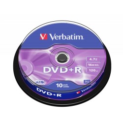 Verbatim 43498 DVD+R AZO 4.7GB 16X Matt Silver Surface diskai (10 vnt pakuotėje)