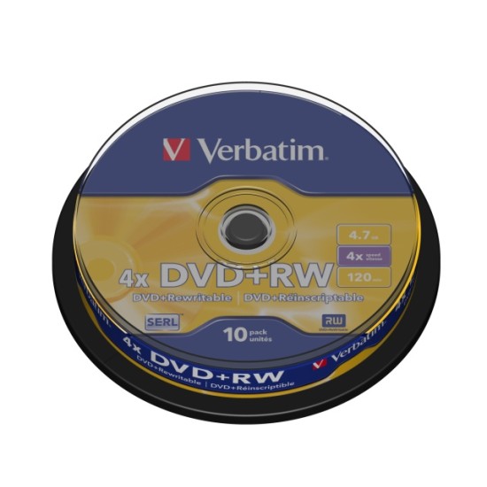 Verbatim 43488 DVD+RW SERL 4.7GB 4X Matt Silver Surface diskai (10 vnt pakuotėje)