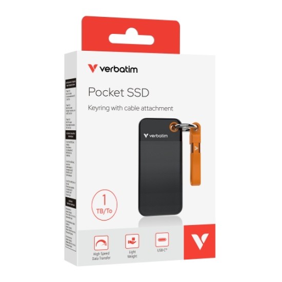 Verbatim 32193 Išorinis SSD diskas 1TB, USB-C 3.2 Gen 2, M.2, iki 1000MB/s, Juoda/Oranžinė