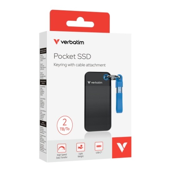 Verbatim 32195 Išorinis SSD diskas 2TB, USB-C 3.2 Gen 2, M.2, iki 1000MB/s, Juoda/Mėlyna