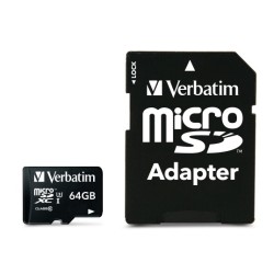 Verbatim 47042 Pro U3 Micro SDXC Atminties kortelė 64GB + microSD į SD Adapteris