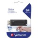 Verbatim 98698 Slider USB atmintinė 64GB, USB-A 2.0, Juoda