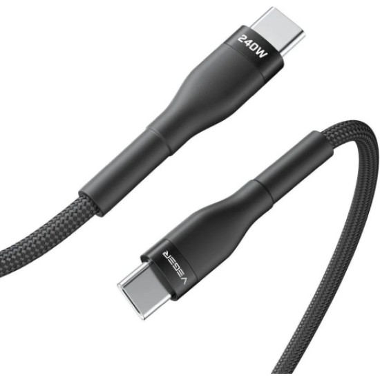 Veger Kabelis USB-C to USB-C PD 48V 5A 240W CC03 1.5m, Juoda